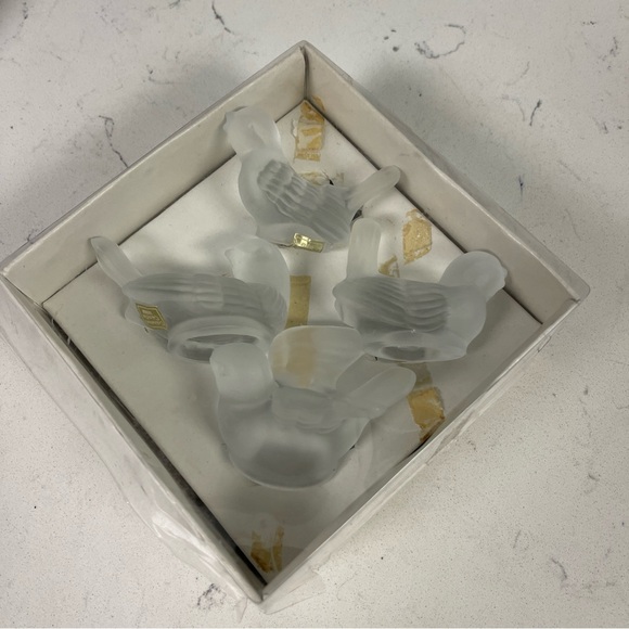 Vintage Set 4 Colonial Candle Cape Cod Small Frosted Glass Bird Candle Holders - Picture 3 of 16